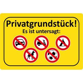 Hinweisschild "Privatgrundstück, Es ist untersagt" 30 x 20 cm Blechschild