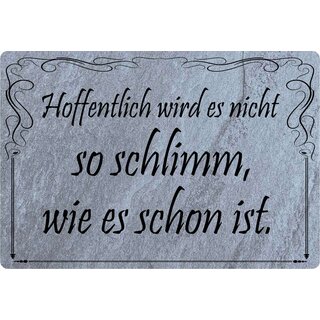 Schild Spruch "Hoffentlich wird es nicht so schlimm, wie es schon ist" 30 x 20 cm Blechschild