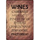Schild Spruch "Wines Weinsorten" 20 x 30 cm...