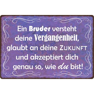 Schild Spruch "Bruder versteht deine Vergangenheit" 30 x 20 cm Blechschild