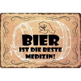 Schild Spruch "Bier ist die beste Medizin" 30 x 20 cm Blechschild