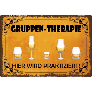 Schild Spruch "Gruppentherapie Hier wird praktiziert Bier" 30 x 20 cm Blechschild
