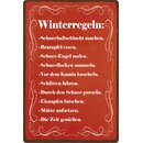 Schild Spruch "Winterregeln" 20 x 30 cm...
