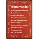Schild Spruch "Winterregeln" 20 x 30 cm...