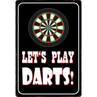 Schild Spruch "Lets play Darts" 20 x 30 cm Blechschild