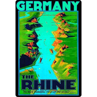 Schild Motiv "The Rhine Germany" 20 x 30 cm Blechschild