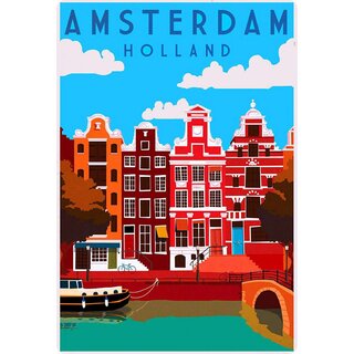 Schild Motiv "Amsterdam Holland" 20 x 30 cm Blechschild