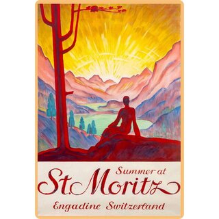 Schild Motiv "Summer at St. Moritz Schweiz" 20 x 30 cm Blechschild