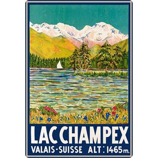 Schild Motiv "Lac Champex Schweiz" 20 x 30 cm Blechschild