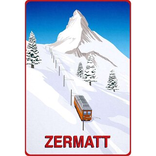 Schild Motiv "Zermatt Winter Schweiz" 20 x 30 cm Blechschild