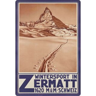 Schild Motiv "Wintersport in Zermatt Schweiz" 20 x 30 cm Blechschild