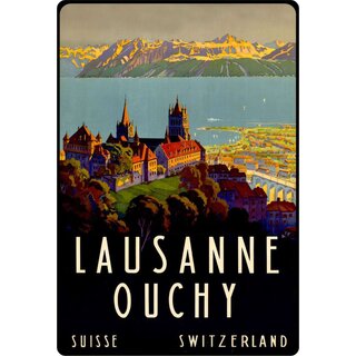 Schild Motiv "Lausanne Ouchy Schweiz" 20 x 30 cm Blechschild