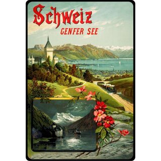 Schild Motiv "Genfer See Schweiz" 20 x 30 cm Blechschild