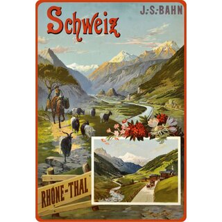 Schild Motiv "Rhone-Thal Schweiz" 20 x 30 cm Blechschild