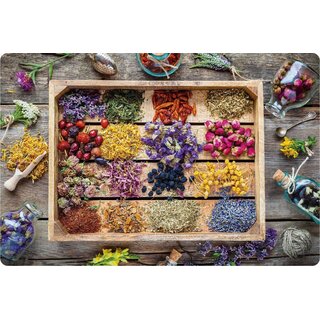 Schild Motiv "Kräuter auf Holztablett" 30 x 20 cm Blechschild