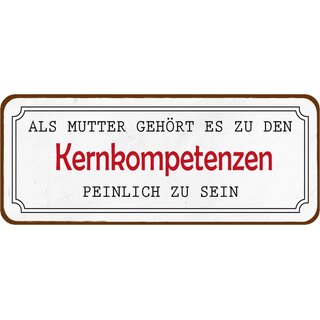 Schild Spruch "Mutter Kernkompetenzen peinlich sein" 27 x 10 cm Blechschild