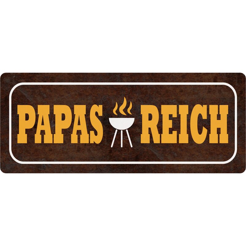 Schatzmix Papa's Reich Blechschild Mit Grillmotiv – 27x10 Cm, Dekoratives Wandschild Mit Kordel