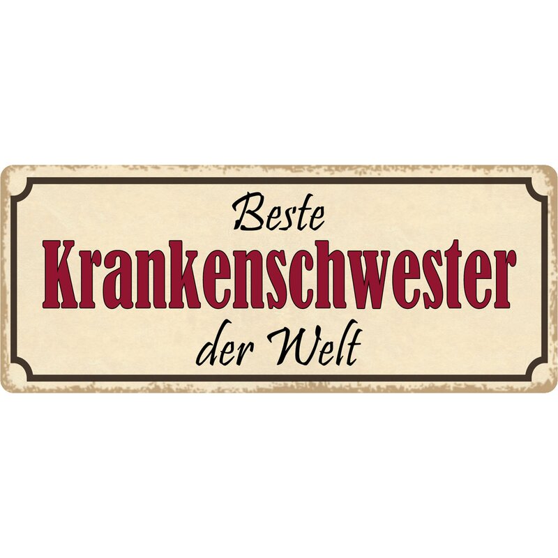 Schild Spruch "Beste Krankenschwester der Welt" 27 x 10 cm Blechschil