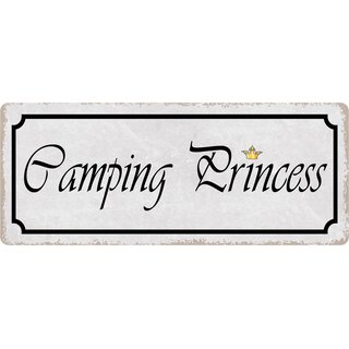 Schild Spruch "Camping Princess" 27 x 10 cm Blechschild