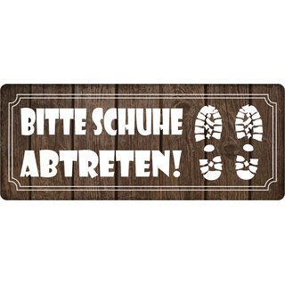 Hinweisschild "Bitte Schuhe abtreten" 27 x 10 cm Blechschild