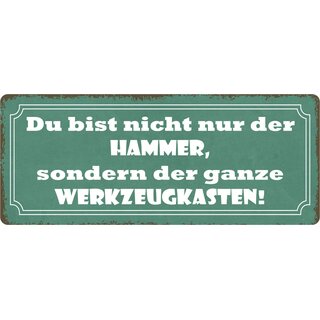 Schild Spruch "Nicht nur der Hammer, Werkzeugkasten" 27 x 10 cm Blechschild