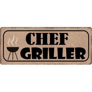 Schild Spruch "Chef Griller" 27 x 10 cm Blechschild