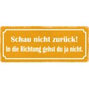 Schild Spruch "Schau nicht zurück" 27 x 10...