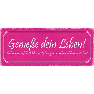 Schild Spruch "Du bist nicht auf der Welt um Rechnungen zu zahlen" 27 x 10 cm Blechschild