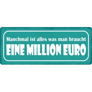 Schild Spruch "Alles was mach braucht eine Million Euro" 27 x 10 cm Blechschild