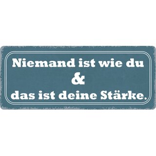 Schild Spruch "Niemand ist wie du" 27 x 10 cm Blechschild