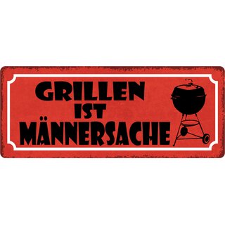 Schild Spruch "Grillen Männersache" 27 x 10 cm Blechschild