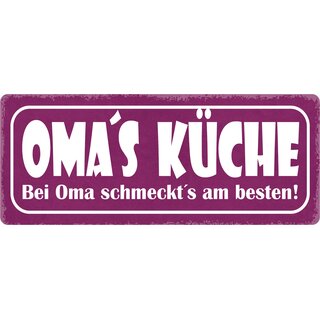 Schild Spruch "Bei Oma schmeckts am besten" 27 x 10 cm Blechschild