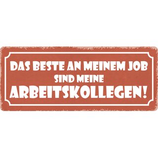 Schild Spruch "Beste an meinem Job, Arbeitskollegen" 27 x 10 cm Blechschild