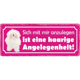 Schild Spruch "Mit mir anzulegen, haarige Angelegenheit" 27 x 10 cm Blechschild