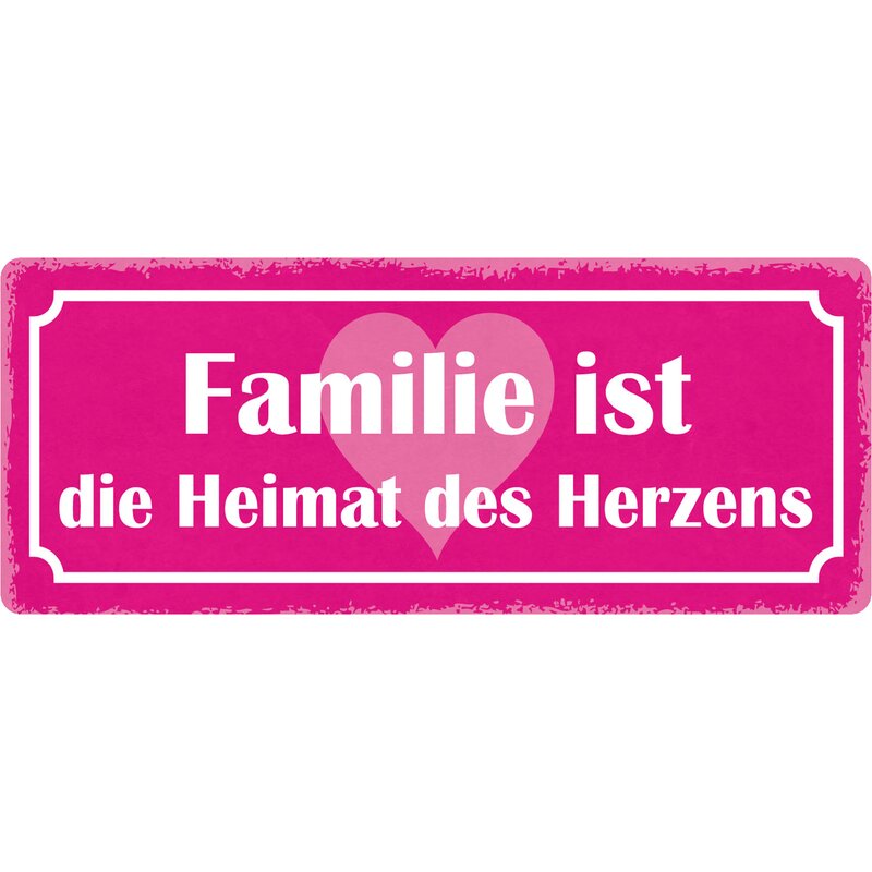 Schild Spruch "Familie Heimat des Herzens" 27 x 10 cm Blechschild, 9,