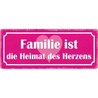 Schild Spruch "Familie Heimat des Herzens" 27 x 10 cm Blechschild, 9,