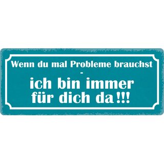 Schild Spruch "Wenn du mal Probleme brauchst" 27 x 10 cm Blechschild