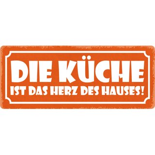 Schild Spruch "Die Küche ist das Herz des Hauses" 27 x 10 cm Blechschild