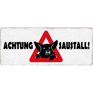 Schild Spruch "Achtung Saustall" 27 x 10 cm Blechschild, 9,99