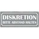 Hinweisschild "Diskretion bitte Abstand halten"...