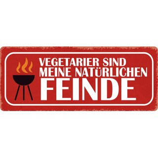 Schild Spruch "Vegetarier sind meine natürlichen Feinde" 27 x 10 cm Blechschild