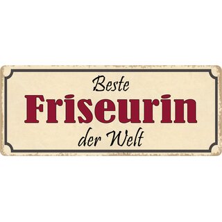 Schild Spruch "Beste Friseurin der Welt" 27 x 10 cm Blechschild