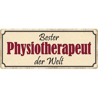 Schild Spruch "Bester Physiotherapeut der Welt" 27 x 10 cm Blechschild
