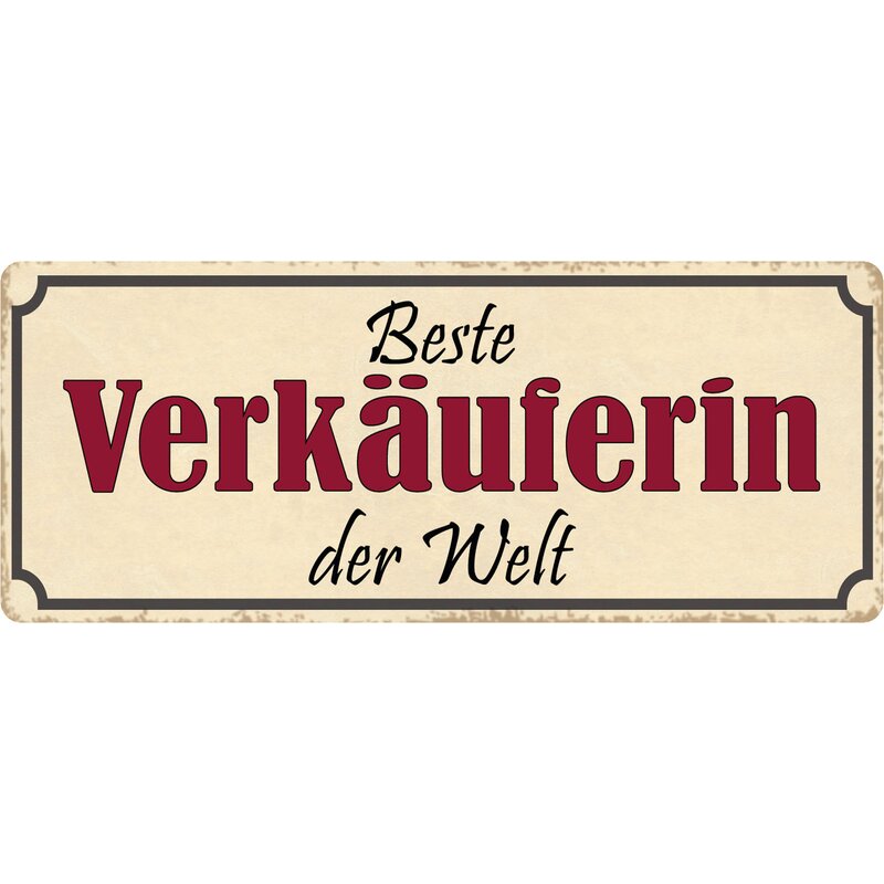 Schild Spruch "Beste Verkäuferin der Welt" 27 x 10 cm Blechschild, 9,
