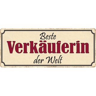 Schild Spruch "Beste Verkäuferin der Welt" 27 x 10 cm Blechschild