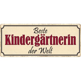 Schild Spruch "Beste Kindergärtnerin der Welt" 27 x 10 cm Blechschild
