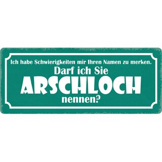 Schild Spruch "Darf ich Sie Arschloch nennen" 27 x 10 cm Blechschild