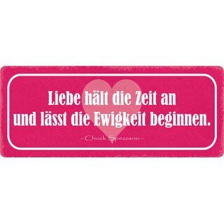 Schild Spruch "Liebe hält die Zeit an" 27 x 10 cm Blechschild