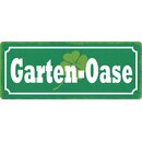 Schild Spruch "Garten-Oase" 27 x 10 cm Blechschild