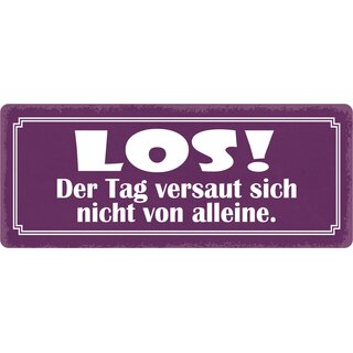 Schild Spruch "Der Tag versaut sich nicht von alleine" 27 x 10 cm Blechschild